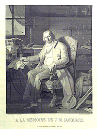 Portrait of Jacquard woven in silk on a Jacquard loom.